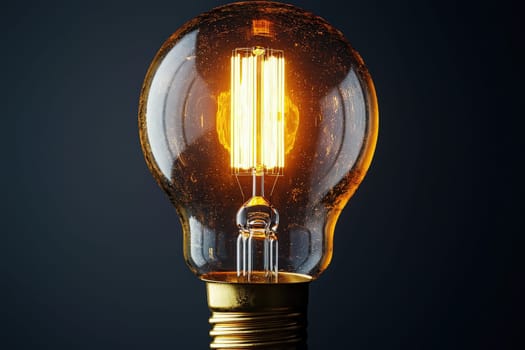 A vintage light bulb with a warm glow is illuminated in a dark setting. The intricate design of the filament is visible, creating a nostalgic atmosphere that evokes classic decor.