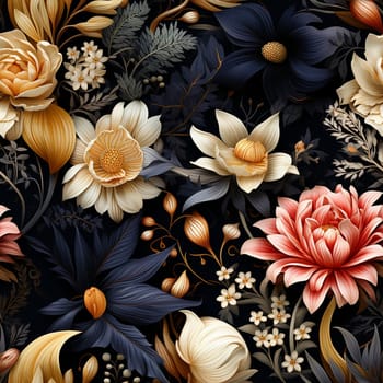 Beautiful elegant flower seamless pattern tile, created with generative AI