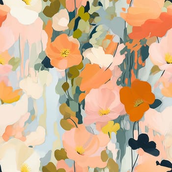 Colorful flowers seamless pattern tile, created with generative AI