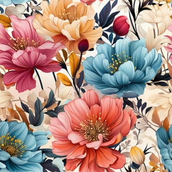 Colorful summer garden floral seamless pattern tile, created with generative AI