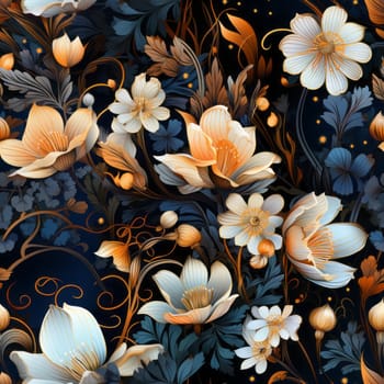 Twilight garden seamless pattern tile, created with generative AI