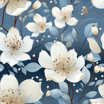 White flowers seamless pattern tile, created with generative AI