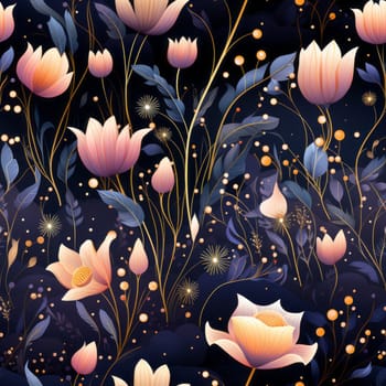 Twilight garden seamless pattern tile, created with generative AI