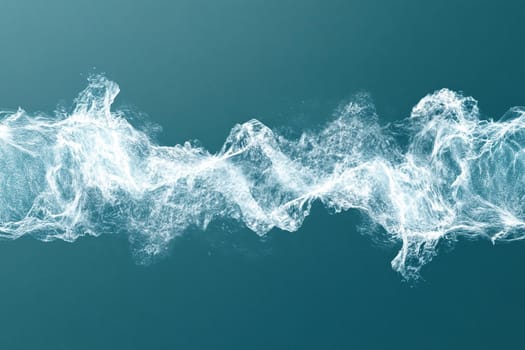 White smoke wave on light blue background close-up. Abstract background.