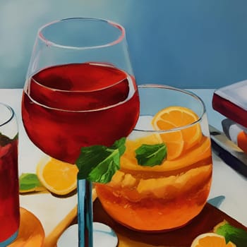 aperitif cocktail cocktails drink juice glass art abstract generated ai alt illustration painting . High quality 3d illustration