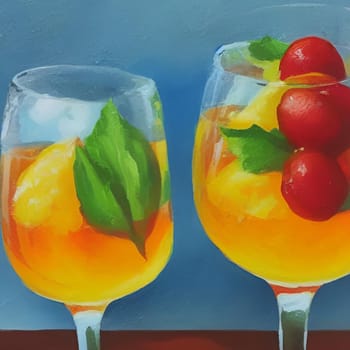 aperitif cocktail cocktails drink juice glass art abstract generated ai alt illustration painting . High quality 3d illustration