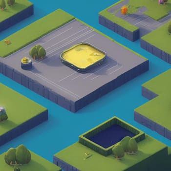 isomerism building 3D model game objects generated ai alt colours illustration . High quality illustration