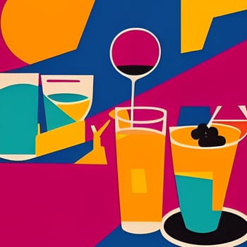 aperitif cocktail cocktails drink juice glass art abstract bar generated ai alt illustration painting poster image wallpaper Halloween holiday party. High quality 3d illustration