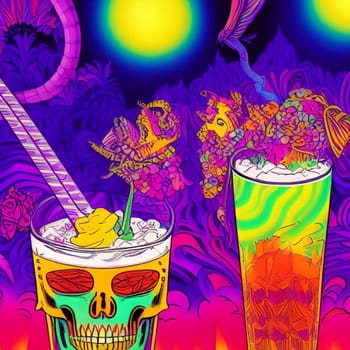 aperitif cocktail cocktails drink juice glass art abstract bar generated ai alt illustration painting poster image wallpaper Halloween holiday party. High quality 3d illustration