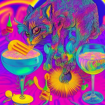 aperitif cocktail cocktails drink juice glass art abstract bar generated ai alt illustration painting poster image wallpaper Halloween holiday party. High quality 3d illustration purple illuminated