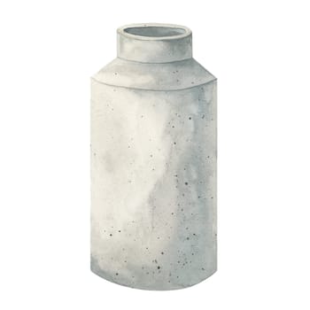 Concrete vase, versatile for design projects. Watercolor vessel clipart Perfect as a decor accent in social media templates, interior decor prints, or as a visual element in lifestyle branding.