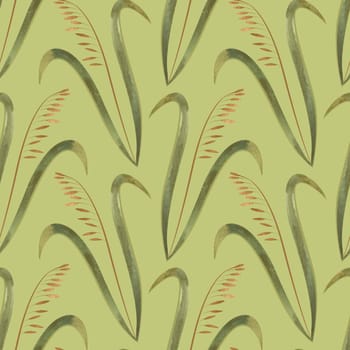Textile seamless floral pattern with wild grasses and cereals. Design for kitchen home textiles, tablecloths, curtains, bed linen, dress fabrics, wrapping paper