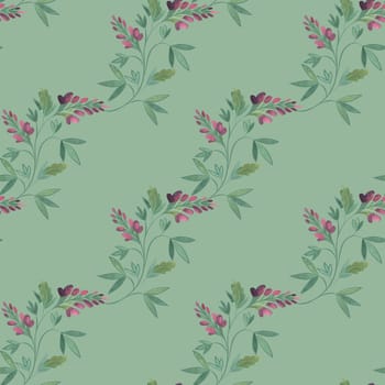 Textile seamless floral pattern with wild grasses and flowers. Design for kitchen home textiles, tablecloths, curtains, bed linen, dress fabrics, wrapping paper