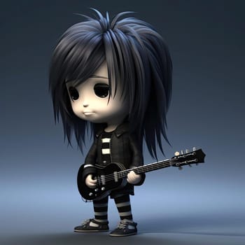 3D render of an cartoonish boy with an electric guitar - AI Generated