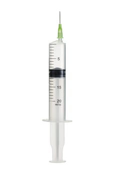 A Syringe upright isolated on white with clipping path