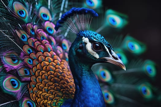 close up of peacock head