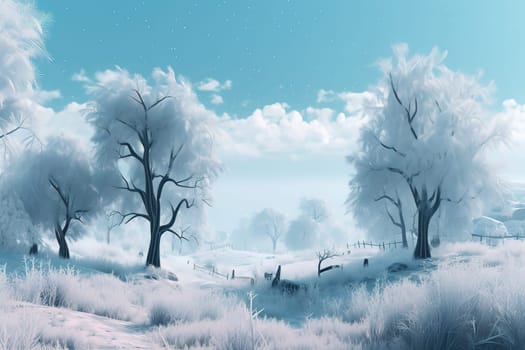 snow covered with tree