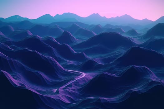 colorful rays flowing from mountains