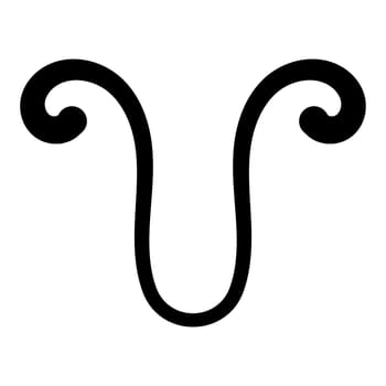 Minimalist Aries zodiac sign, icon with curved black line illustration