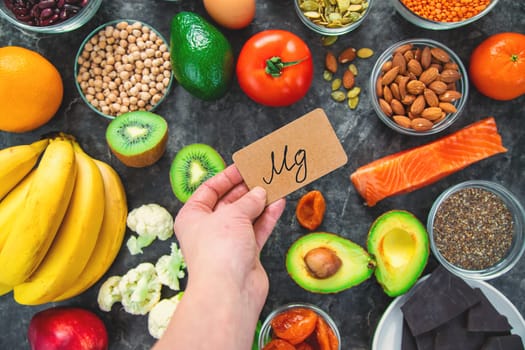 Various products containing magnesium. Selective focus. food.