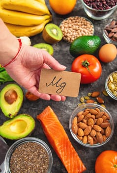 Various products containing magnesium. Selective focus. food.