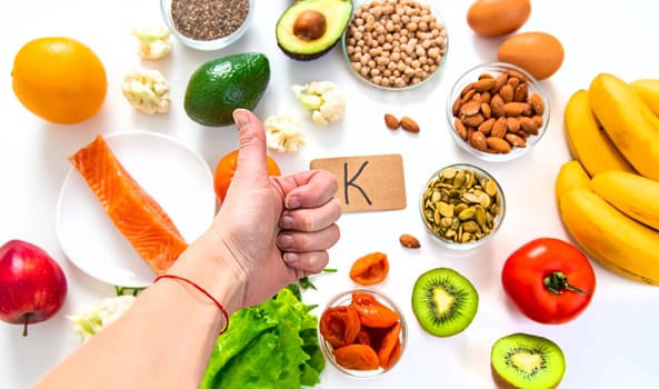 Different foods containing potassium. Selective focus. food.