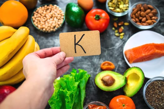 Different foods containing potassium. Selective focus. food.