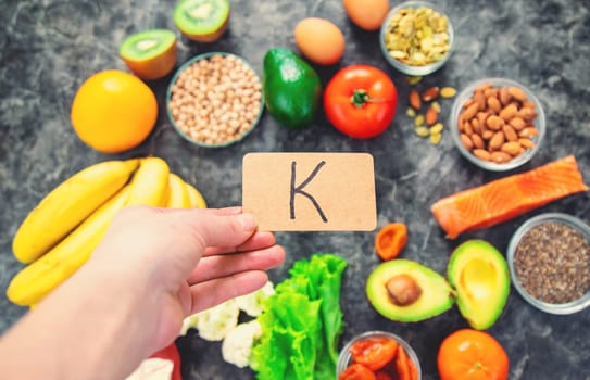 Different foods containing potassium. Selective focus. food.