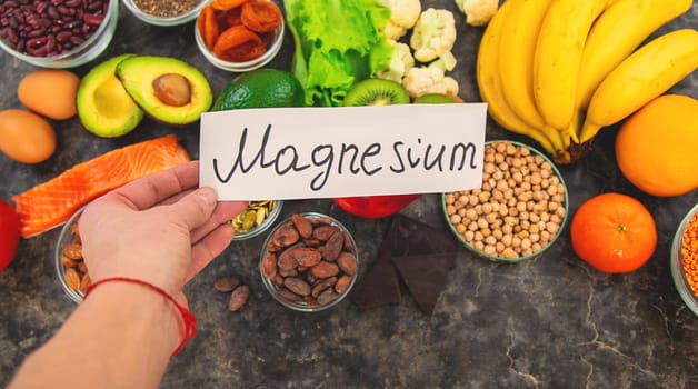 Various products containing magnesium. Selective focus. food.