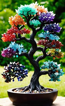 tree gemstones gifts symbol objects stones decoration interior design feng shui green leaves nature decor decorations generated ai alt. High quality photo