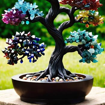 tree gemstones gifts symbol objects stones decoration interior design feng shui green leaves nature decor decorations generated ai alt. High quality photo