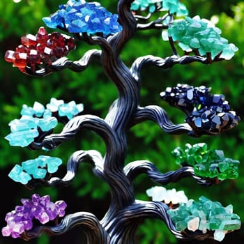 tree gemstones gifts symbol objects stones decoration interior design feng shui green leaves nature decor decorations generated ai alt. High quality photo