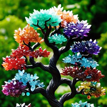 tree gemstones gifts symbol objects stones decoration interior design feng shui green leaves nature decor decorations generated ai alt. High quality photo