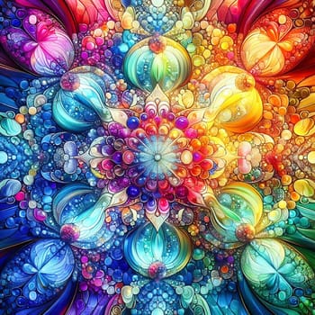 Abstract, colorful fractal art with flowing, wave-like patterns. Bright glass textures in blue, green and orange for modern designs and backgrounds.