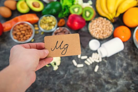Various products containing magnesium. Selective focus. food.