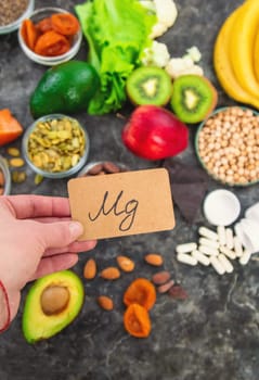 Various products containing magnesium. Selective focus. food.
