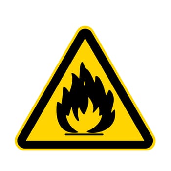 A fire hazard warning danger sign with clipping path