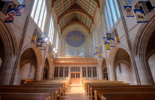 The interior architecture of the famous St. Johns Church in Spokane, Washington.