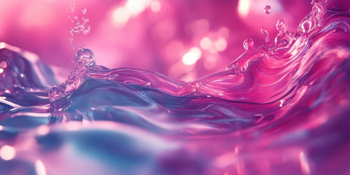 Vibrant waves of water create beautiful patterns as they reflect shades of pink and blue. Soft ripples convey a serene atmosphere during a calm setting.