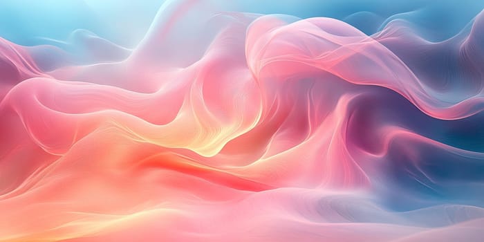 Soft pastel colors blend and swirl together, creating a fluid, dreamlike abstract composition reminiscent of a serene sunrise. The gentle movement captures a sense of calm.