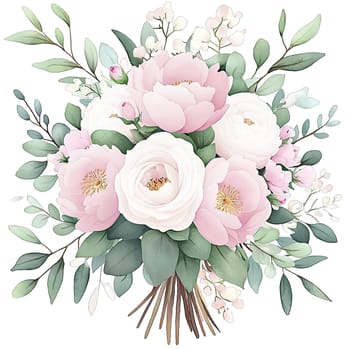 A stunning bouquet of pink and white roses elegantly arranged with soft greenery. This colorful arrangement is perfect for celebrations, adding a touch of beauty to any event.