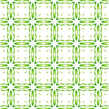 Ethnic hand painted pattern. Green splendid boho chic summer design. Watercolor summer ethnic border pattern. Textile ready classic print, swimwear fabric, wallpaper, wrapping.