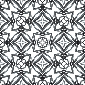 Textile ready quaint print, swimwear fabric, wallpaper, wrapping. Black and white Actual boho chic summer design. Exotic seamless pattern. Summer exotic seamless border.