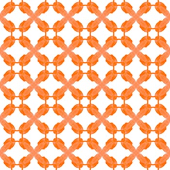 Green geometric chevron watercolor border. Orange cute boho chic summer design. Chevron watercolor pattern. Textile ready imaginative print, swimwear fabric, wallpaper, wrapping.