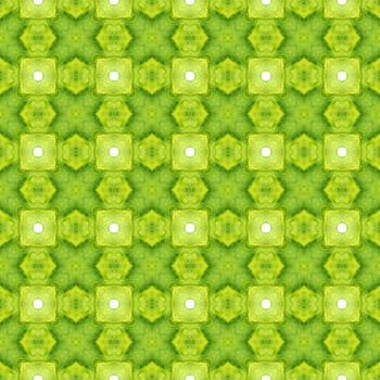 Medallion seamless pattern. Green awesome boho chic summer design. Watercolor medallion seamless border. Textile ready dazzling print, swimwear fabric, wallpaper, wrapping.