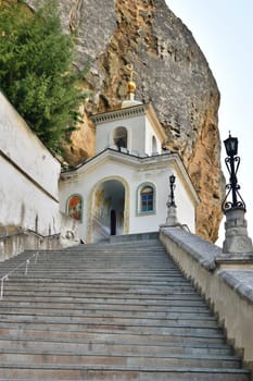 Bakhchisaray, Crimea - July 2, 2019. The Ancient cave Holy Dormition Monastery