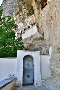 Bakhchisaray, Crimea - July 2, 2019. The Ancient cave Holy Dormition Monastery