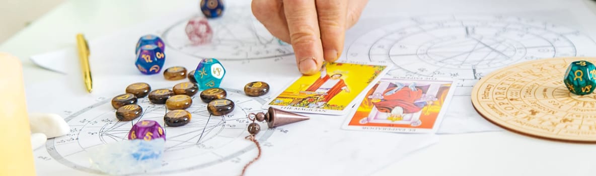 Astrology and fortune telling. Selective focus. People.