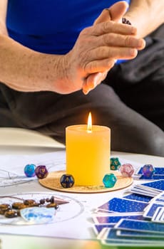 Astrology and fortune telling old fortune teller. Selective focus. people.