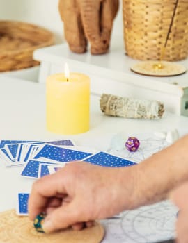 Astrology and fortune telling old fortune teller. Selective focus. people.